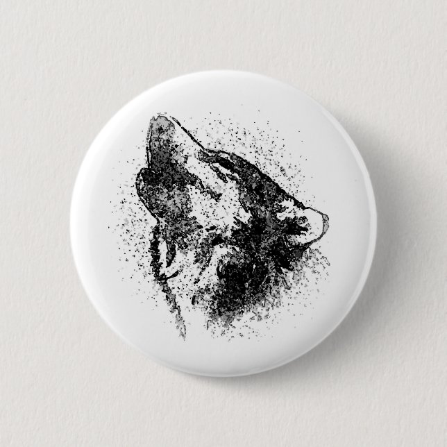 Chapa Redonda De 5 Cm Howling Wolf (Anverso)