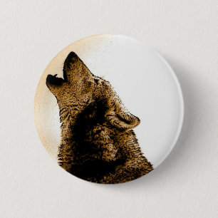 Chapa Redonda De 5 Cm Howling Wolf