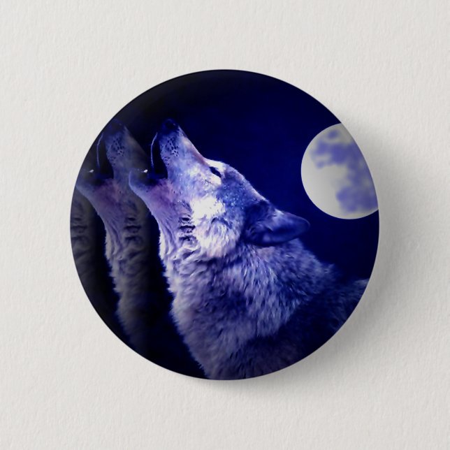 Chapa Redonda De 5 Cm Howling Wolf (Anverso)