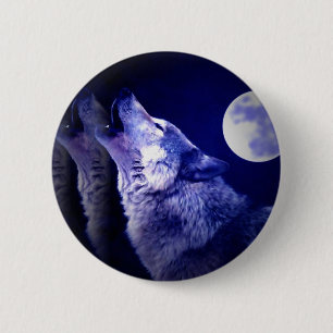 Chapa Redonda De 5 Cm Howling Wolf