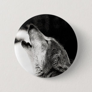 Chapa Redonda De 5 Cm Howling Wolf
