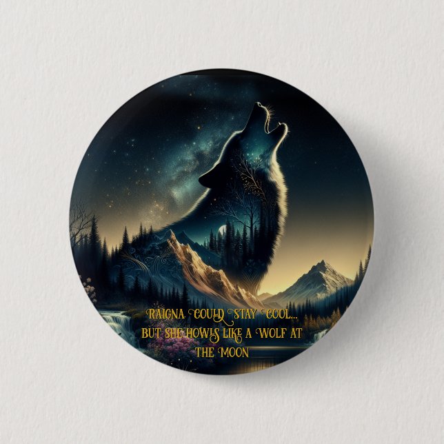 Chapa Redonda De 5 Cm Howling Wolf (Anverso)