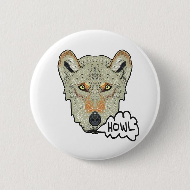 Chapa Redonda De 5 Cm Howling Wolf (Anverso)