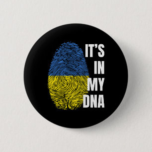 Chapa Redonda De 5 Cm Huella Dactilar ADN Bandera Ucraniana Ucrania 