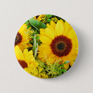 Chapa Redonda De 5 Cm Huella de girasoles amarillos