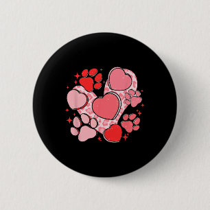 Chapa Redonda De 5 Cm Huella de pata de perro con corazón rojo para el d