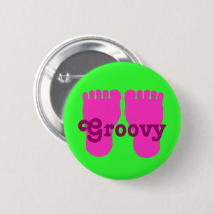 Chapa Redonda De 5 Cm Huellas rosadas Groovy Pin