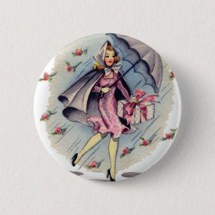 Chapa Redonda De 5 Cm Huésped nupcial de la ducha del vintage