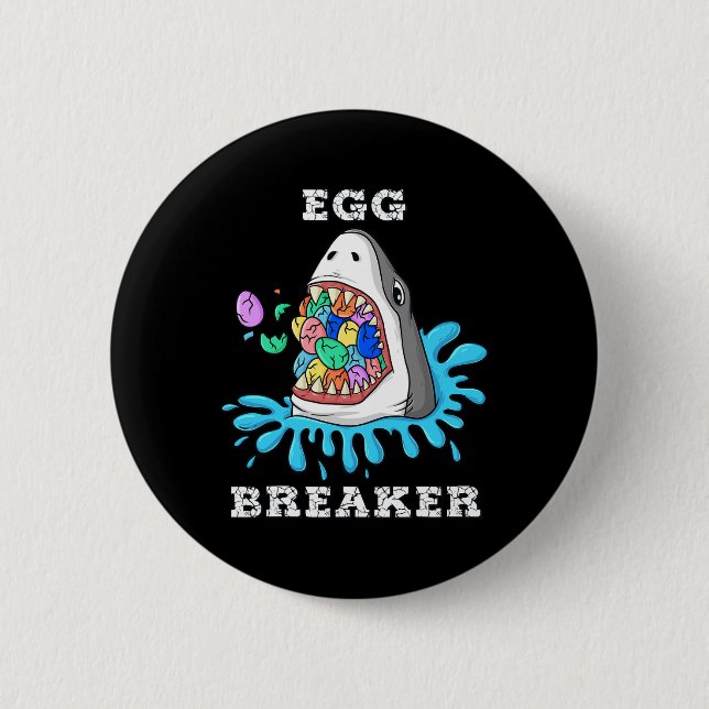 Chapa Redonda De 5 Cm Huevo Breaker Tiburón Pascua Diversión Niños Chica (Anverso)