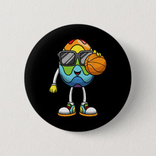 Chapa Redonda De 5 Cm Huevo de Pascua Jugando Bysketbyll Niños Deportivo