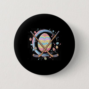 Chapa Redonda De 5 Cm Huevo de Pascua jugando hockey sobre hielo Deporte