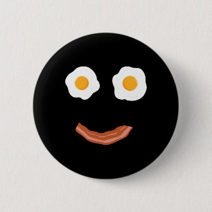 Chapa Redonda De 5 Cm Huevos Fritos Tocino Cara Feliz Desayuno Comida Ni