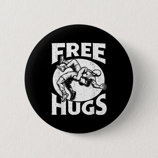 Chapa Redonda De 5 Cm Hugs Funny Wrestling Humor Wrestler Wrestle Men Wo (Anverso)