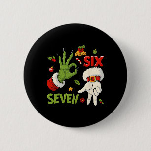 Chapa Redonda De 5 Cm Hugvyn Divertido Seis Siete Meme Navidad Santa Dic