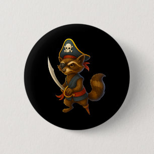 Chapa Redonda De 5 Cm Hugvyn Halloween Pirate Raccoon Spooky Raccoon Cos