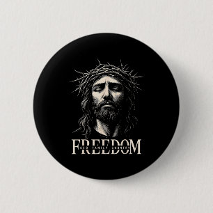 Chapa Redonda De 5 Cm Hugvyn Libertad Jesús Cristiano Rostro Corona Dios