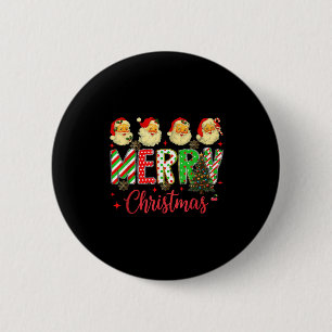 Chapa Redonda De 5 Cm Hugvyn Navidades_ Vintage Santa Claus Face Merry C