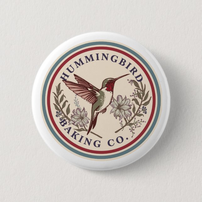 Chapa Redonda De 5 Cm Hummingbird Baking Co. Button (Anverso)