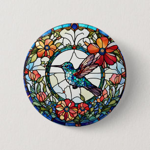 Chapa Redonda De 5 Cm Hummingbird Faux Seted Glass Bird