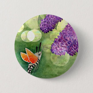 Chapa Redonda De 5 Cm Hummingbird Hawk Moth y Lilacs