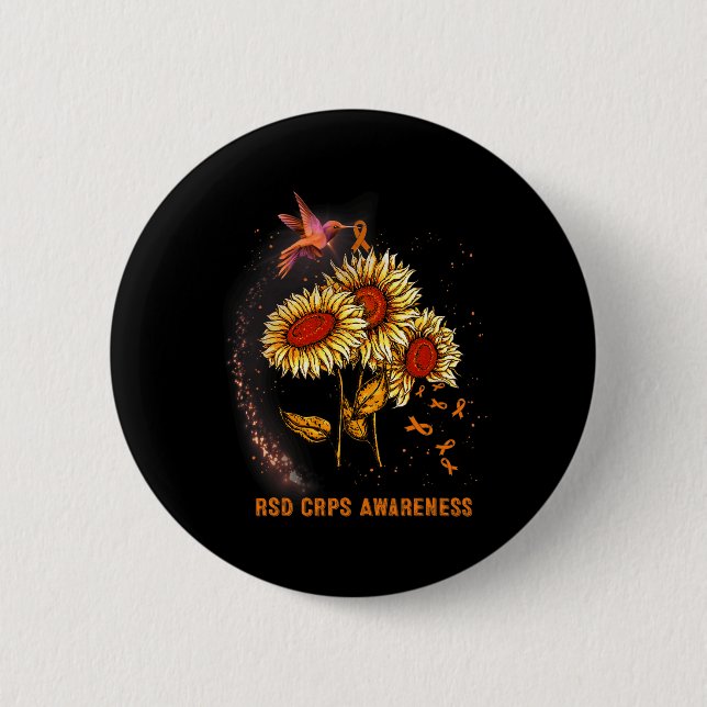 Chapa Redonda De 5 Cm Hummingbird Sunflower Rsd Crps Conciencia (Anverso)