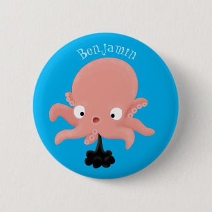 Chapa Redonda De 5 Cm Humor de personalizado de pulpo de bebé de color r