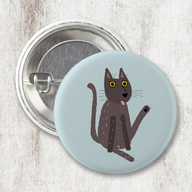 Chapa Redonda De 5 Cm Humor gato gracioso (Funny cat washing humor pet lover badge or button)