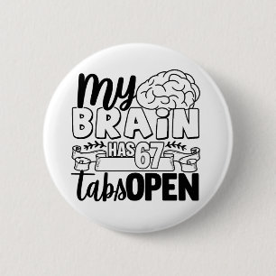 Chapa Redonda De 5 Cm Humor Retro Mi Cerebro Tiene Chiste Tonto Mezclado
