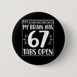 Chapa Redonda De 5 Cm Humor Retro Mi Cerebro Tiene Chiste Tonto Mezclado