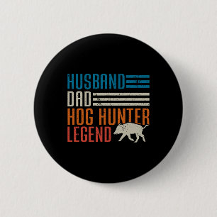 Chapa Redonda De 5 Cm Husnd Dad Hog Hunter Legend Día del Padre Divertid