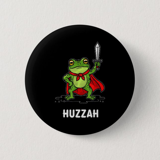 Chapa Redonda De 5 Cm Huzzah Frog  (Anverso)