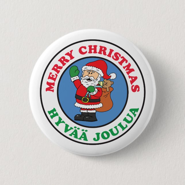 Chapa Redonda De 5 Cm Hyvaa Joulua Navidades finlandeses Santa Button (Anverso)