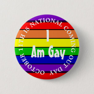Chapa Redonda De 5 Cm I am Gay, National Coming Out Day