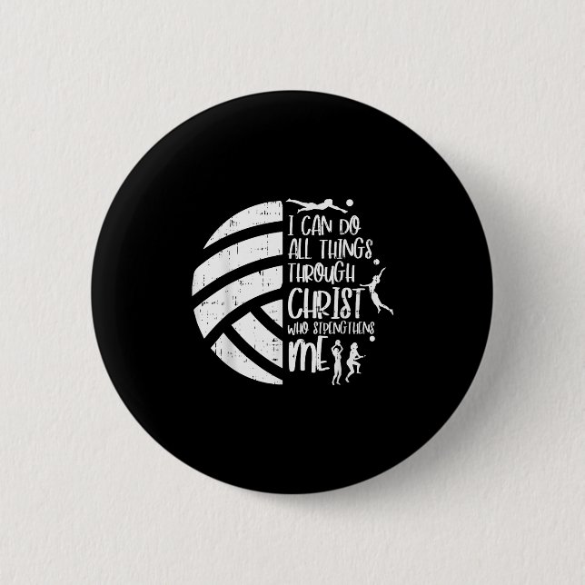Chapa Redonda De 5 Cm I Can Do Things Through Christ Volleyball Christia (Anverso)