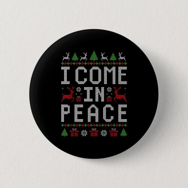 Chapa Redonda De 5 Cm I Come In Peace Couple Matching Ugly Christmas Swe (Anverso)
