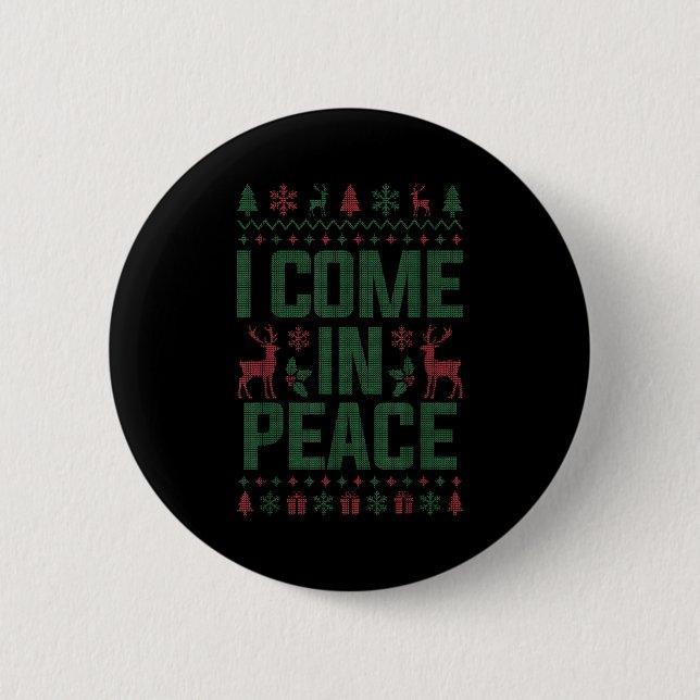 Chapa Redonda De 5 Cm I Come In Peace Couple Matching Ugly Christmas Swe (Anverso)