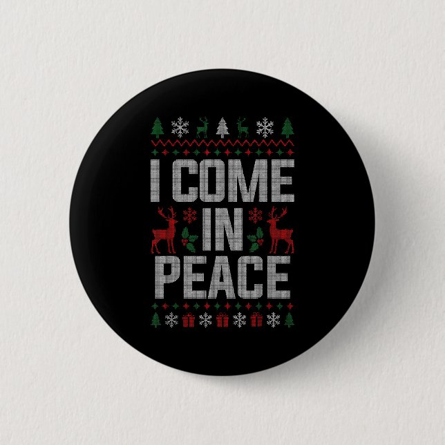 Chapa Redonda De 5 Cm I Come In Peace Couple Matching Ugly Christmas Swe (Anverso)
