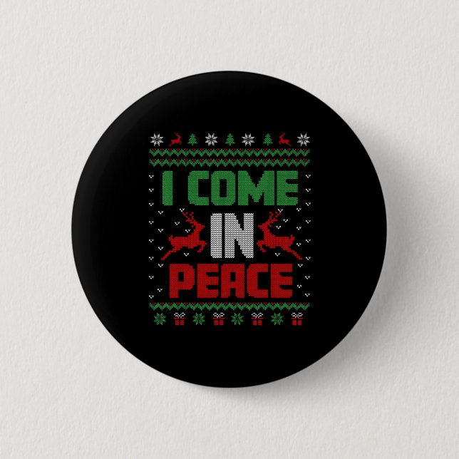 Chapa Redonda De 5 Cm I Come In Peace Couple Matching Ugly Christmas Swe (Anverso)