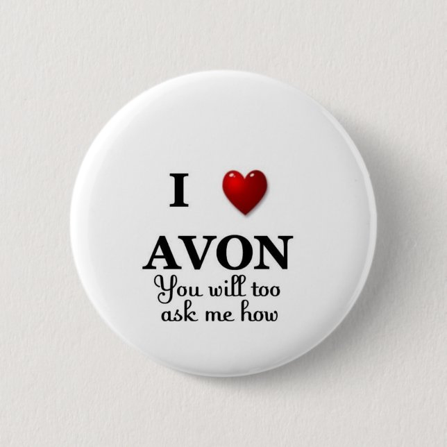 Chapa Redonda De 5 Cm i el corazón avon - pregunte cómo (Anverso)