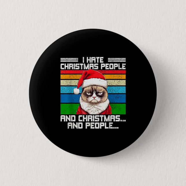 Chapa Redonda De 5 Cm I Hate Christmas Holidays Haters Black Uni-adults  (Anverso)