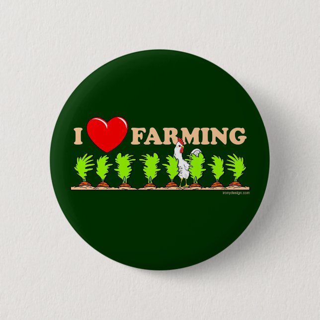 Chapa Redonda De 5 Cm I Heart Farming (Anverso)