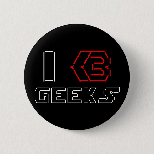 Chapa Redonda De 5 Cm I Heart Geeks ASCII ART (Anverso)