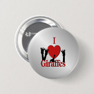 Chapa Redonda De 5 Cm I Heart Giraffes Silver