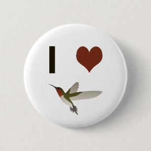 Chapa Redonda De 5 Cm I heart Hummingbirds