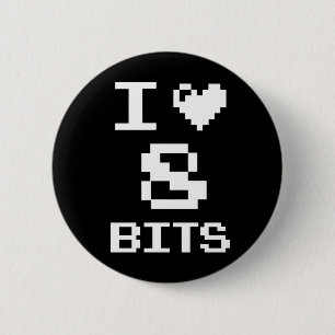 Chapa Redonda De 5 Cm I Love 8 Bits