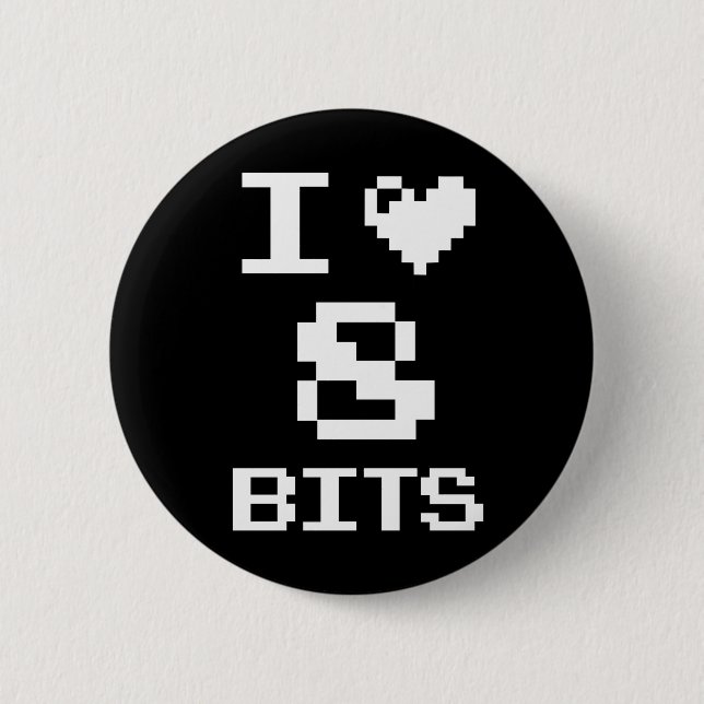 Chapa Redonda De 5 Cm I Love 8 Bits (Anverso)