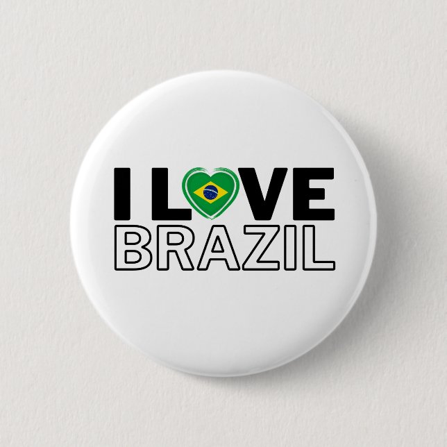 Chapa Redonda De 5 Cm I LOVE BRAZIL - For real Brazilians! (Anverso)