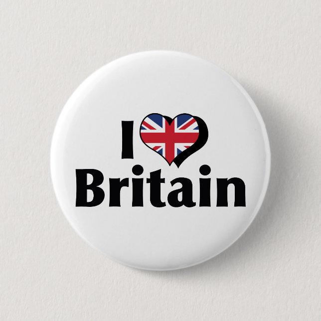 Chapa Redonda De 5 Cm I Love Britain Flag (Anverso)