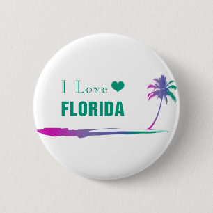 Chapa Redonda De 5 Cm I Love Florida Colorful Green