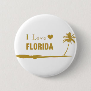 Chapa Redonda De 5 Cm I Love Florida Gold
